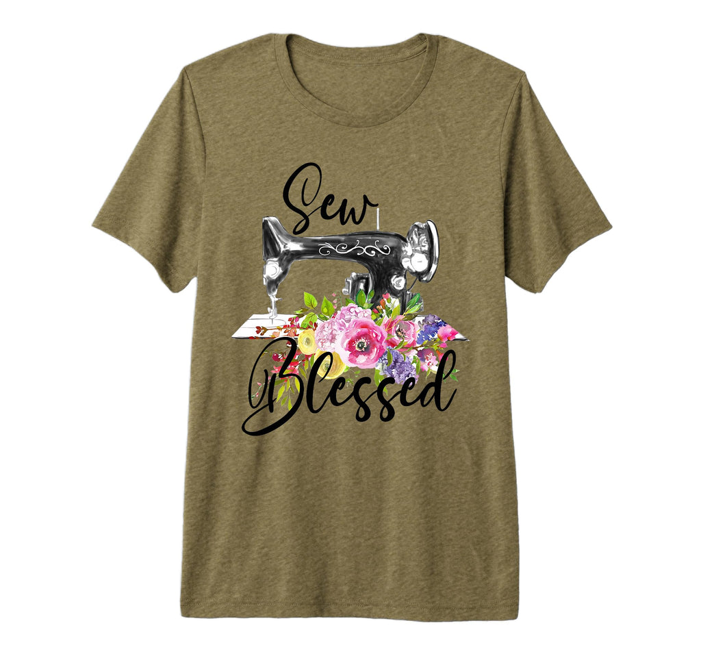 Floral Sewing Machine Sew Blessed T-Shirt - Custom Art Print Men Women - T-Shirt, Sweatshirt, Hoodie