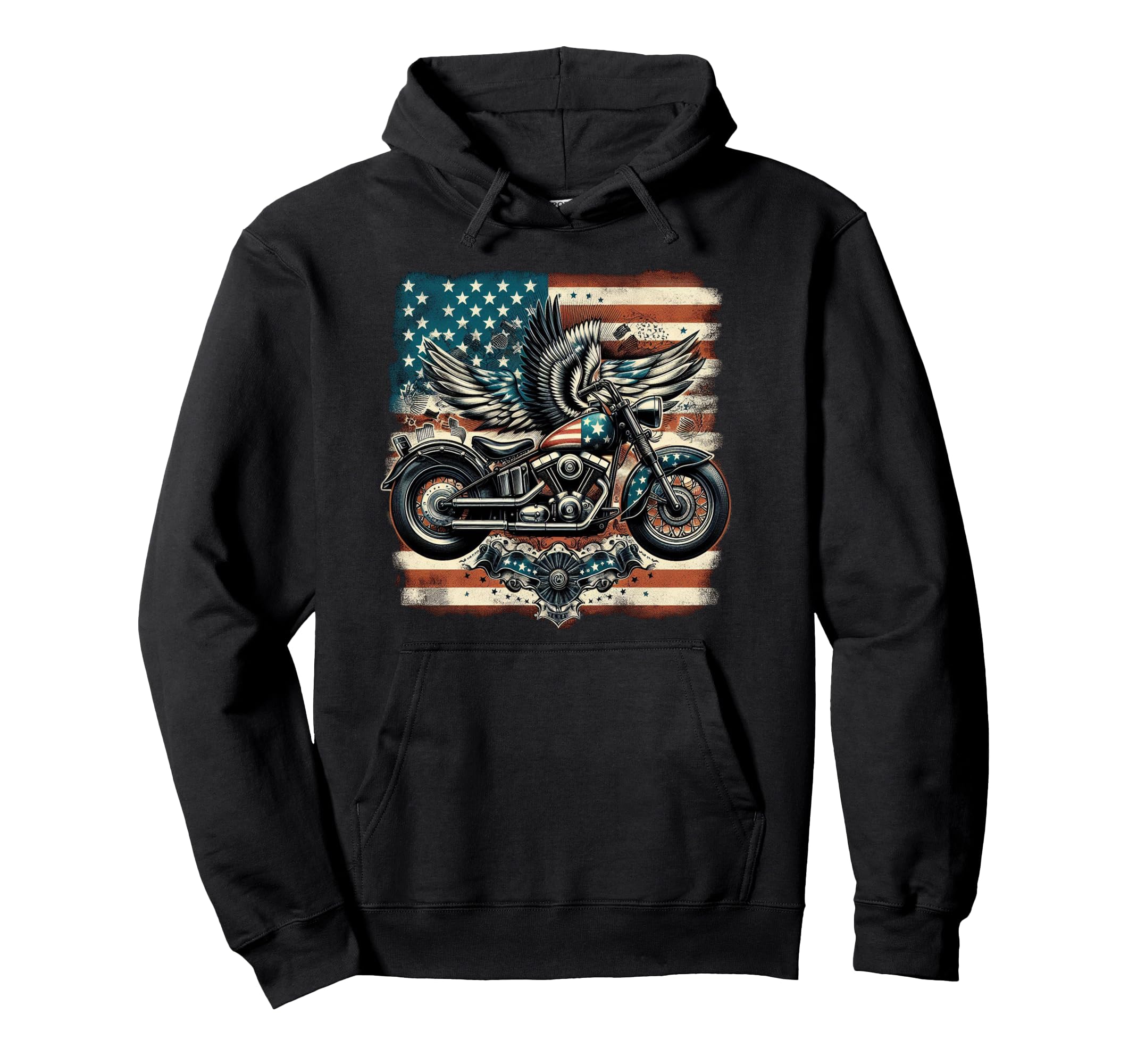 American Usa Flag Motorcycle Hoodie - Streetwear Style Men Women - T-Shirt, Sweatshirt, Hoodie