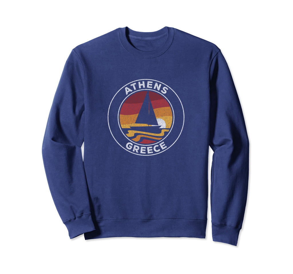 Athens Greece Sailboat 70S Sunset Sweatshirt - Aesthetic Graphic Unisex - T-Shirt, Sweatshirt, Hoodie