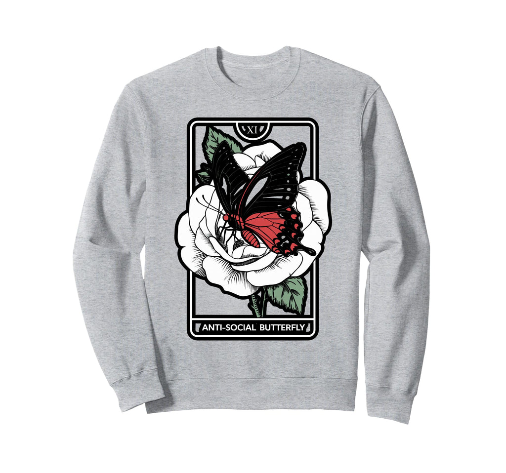Anti Social Butterfly Gothic Tarot Sweatshirt - Novelty Apparel for Adults - T-Shirt, Sweatshirt, Hoodie