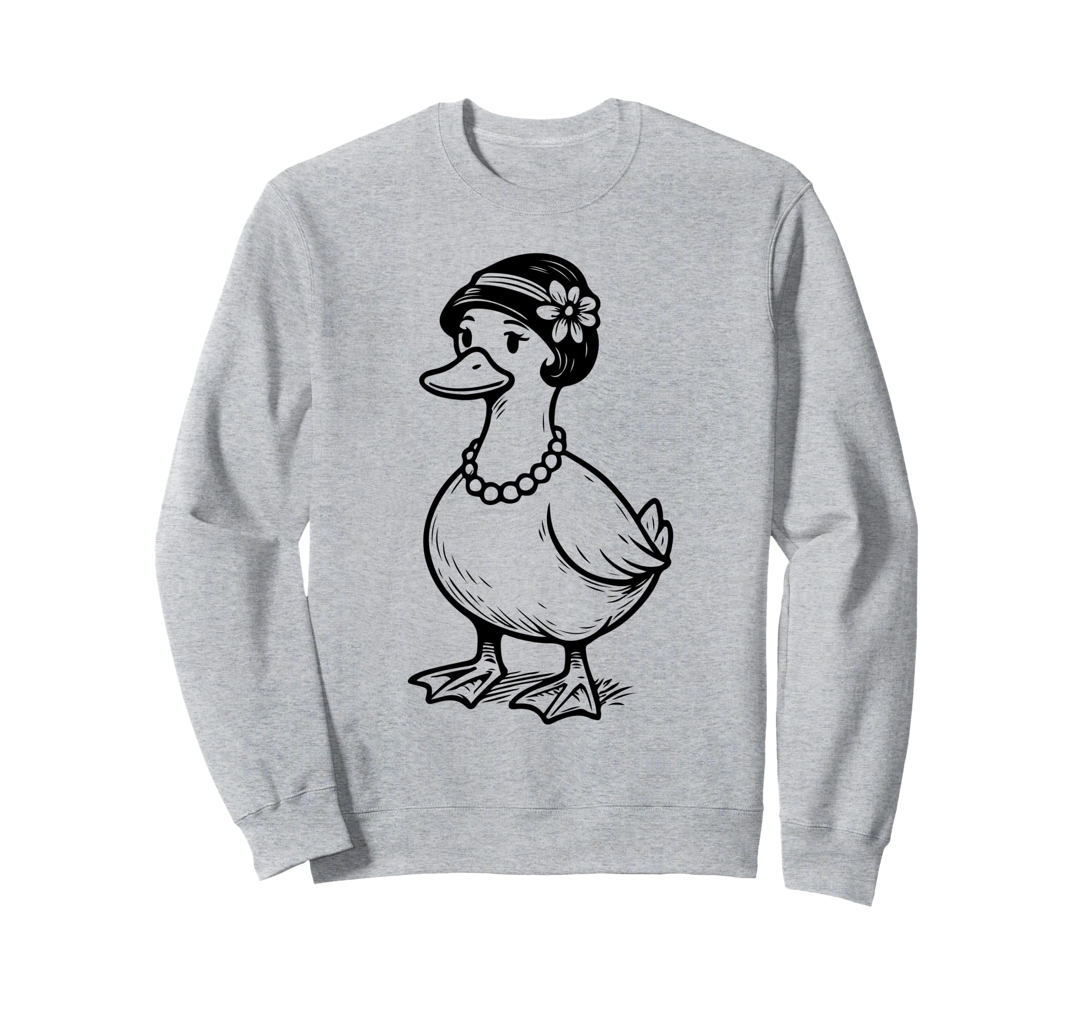 Duck Drawing Flower Hair And Sweatshirt - Streetwear Style for Adults - T-Shirt, Sweatshirt, Hoodie