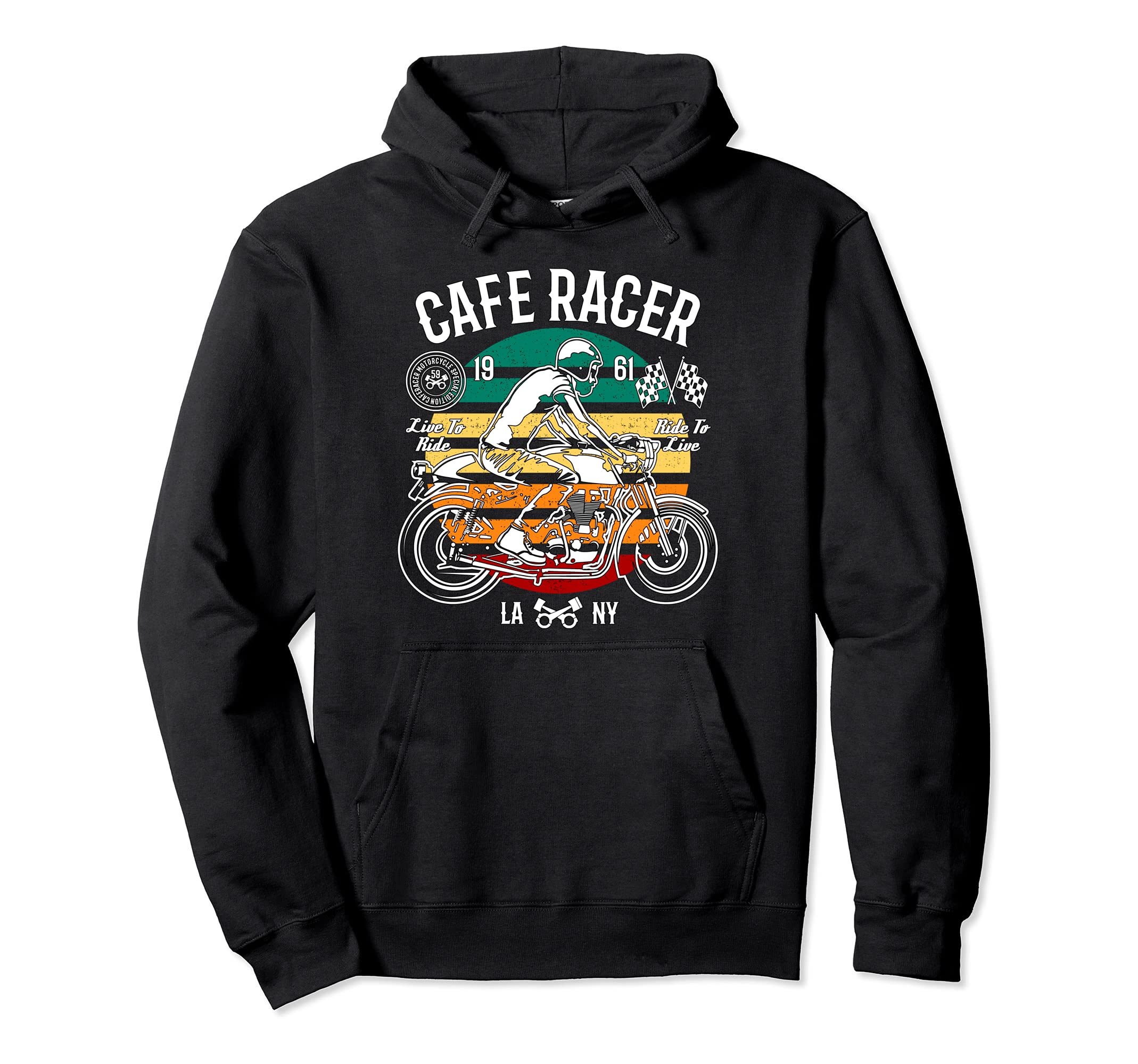 Cafe Racer 60S Bike Motorcycle Hoodie - Fun Novelty Design for Adults - T-Shirt, Sweatshirt, Hoodie
