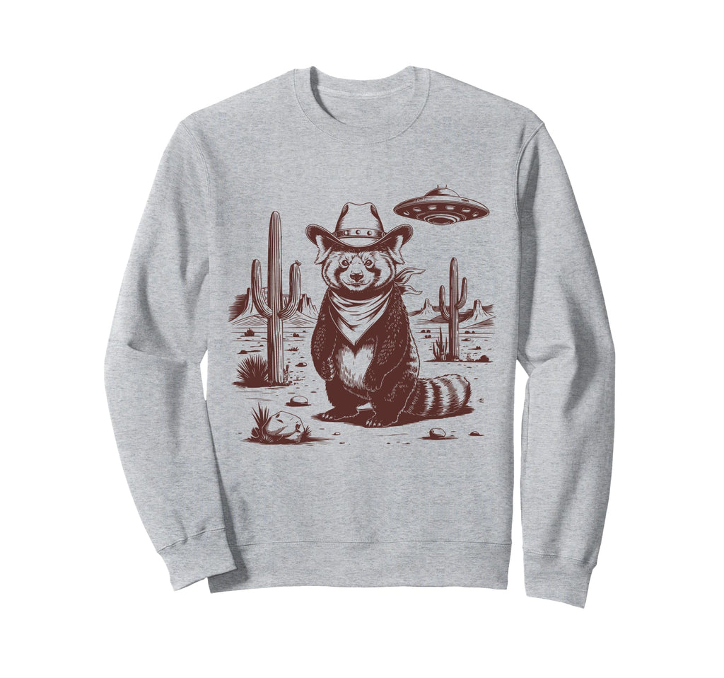 Red Panda Ufo Western Alien 90S Sweatshirt - Streetwear Style for Adults - T-Shirt, Sweatshirt, Hoodie