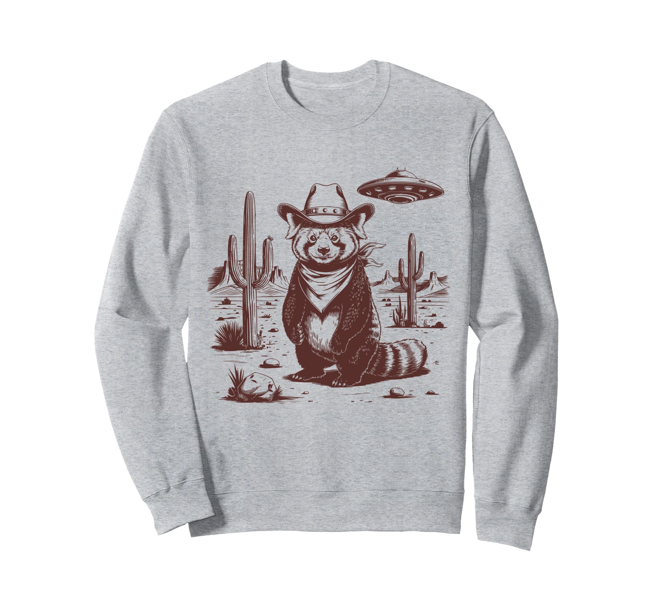 Red Panda Ufo Western Alien 90S Sweatshirt - Streetwear Style for Adults - T-Shirt, Sweatshirt, Hoodie