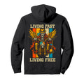 Living Fast Free Motorcycle Biker Backside Hoodie - Custom Art Print Unisex - T-Shirt, Sweatshirt, Hoodie