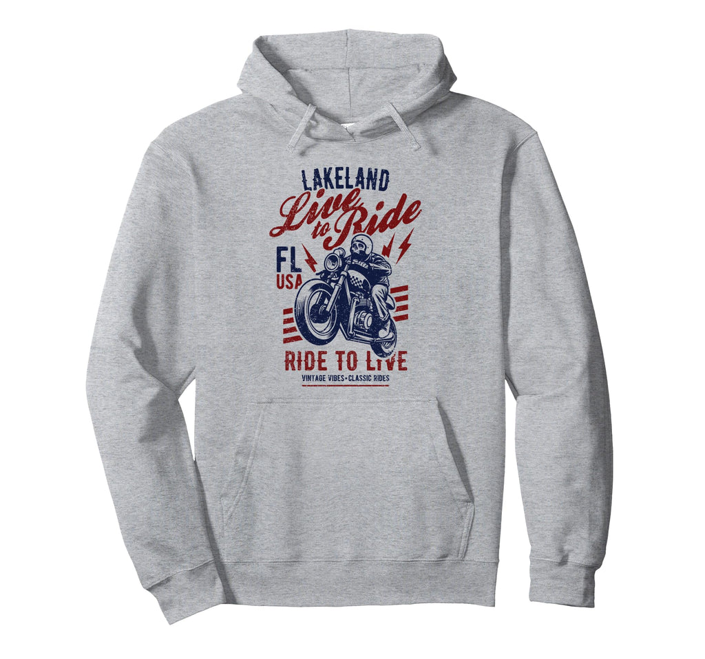 Lakeland Florida Usa Motorcycle Skull Hoodie - Aesthetic Graphic Unisex - T-Shirt, Sweatshirt, Hoodie