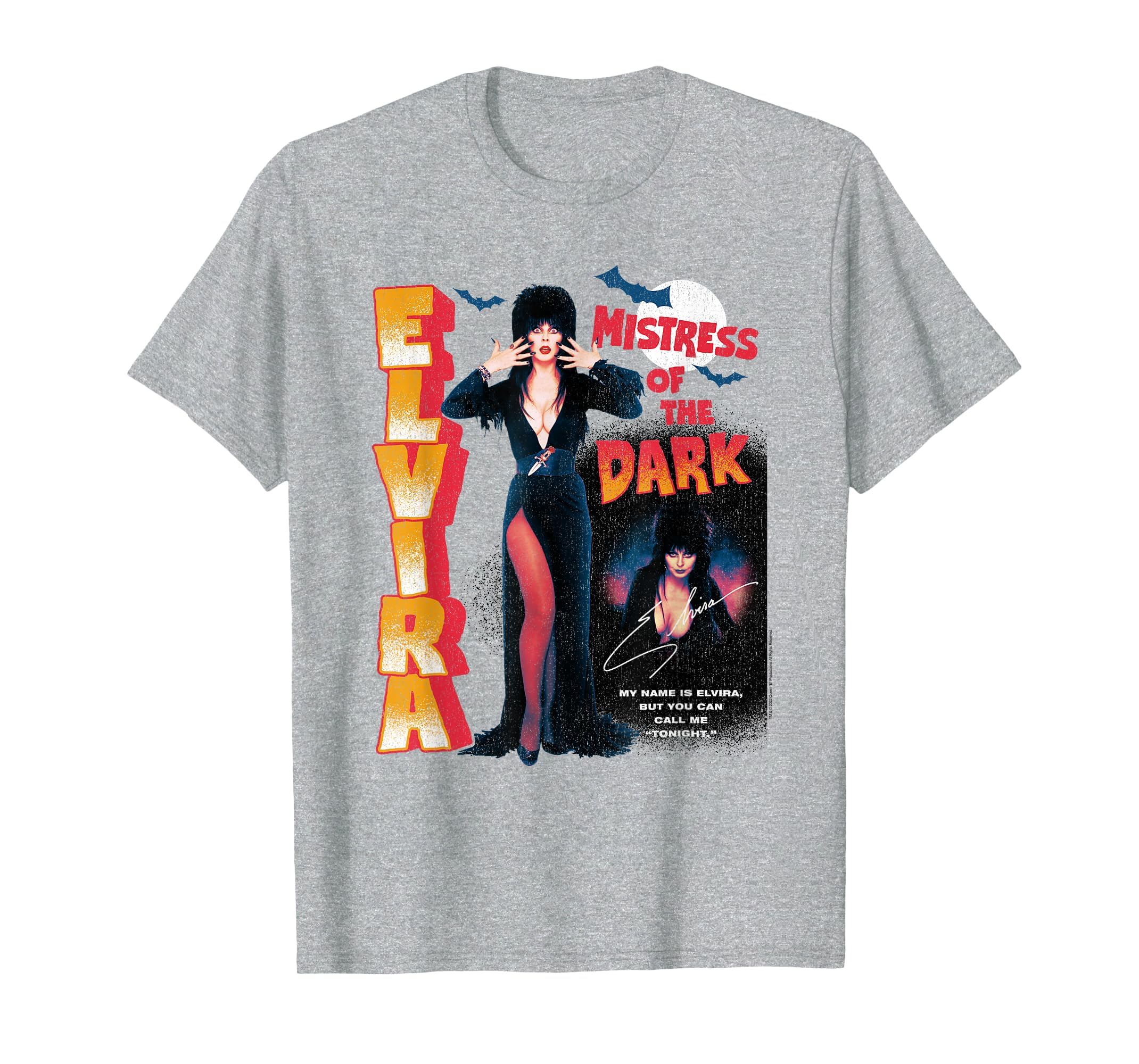 Elvira Mistress Dark Pin Up T-Shirt - Graphic Print Unisex - T-Shirt, Sweatshirt, Hoodie