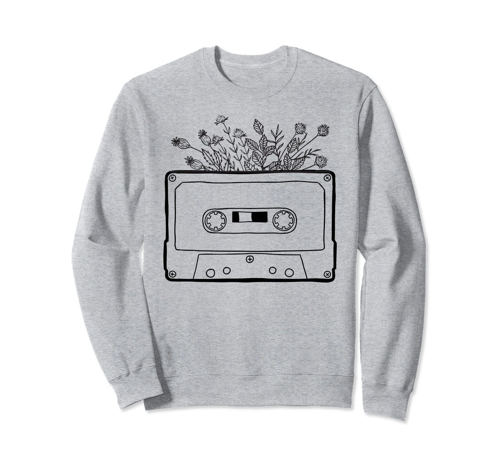Floral Flower Cassette Tape Vinyl Sweatshirt - Minimalist Print Men Women - T-Shirt, Sweatshirt, Hoodie