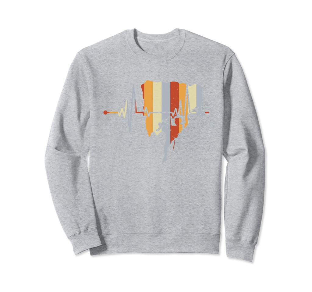 Distressed Heartbeat Rock Climbing Gift Sweatshirt - Trendy Graphic Unisex - T-Shirt, Sweatshirt, Hoodie