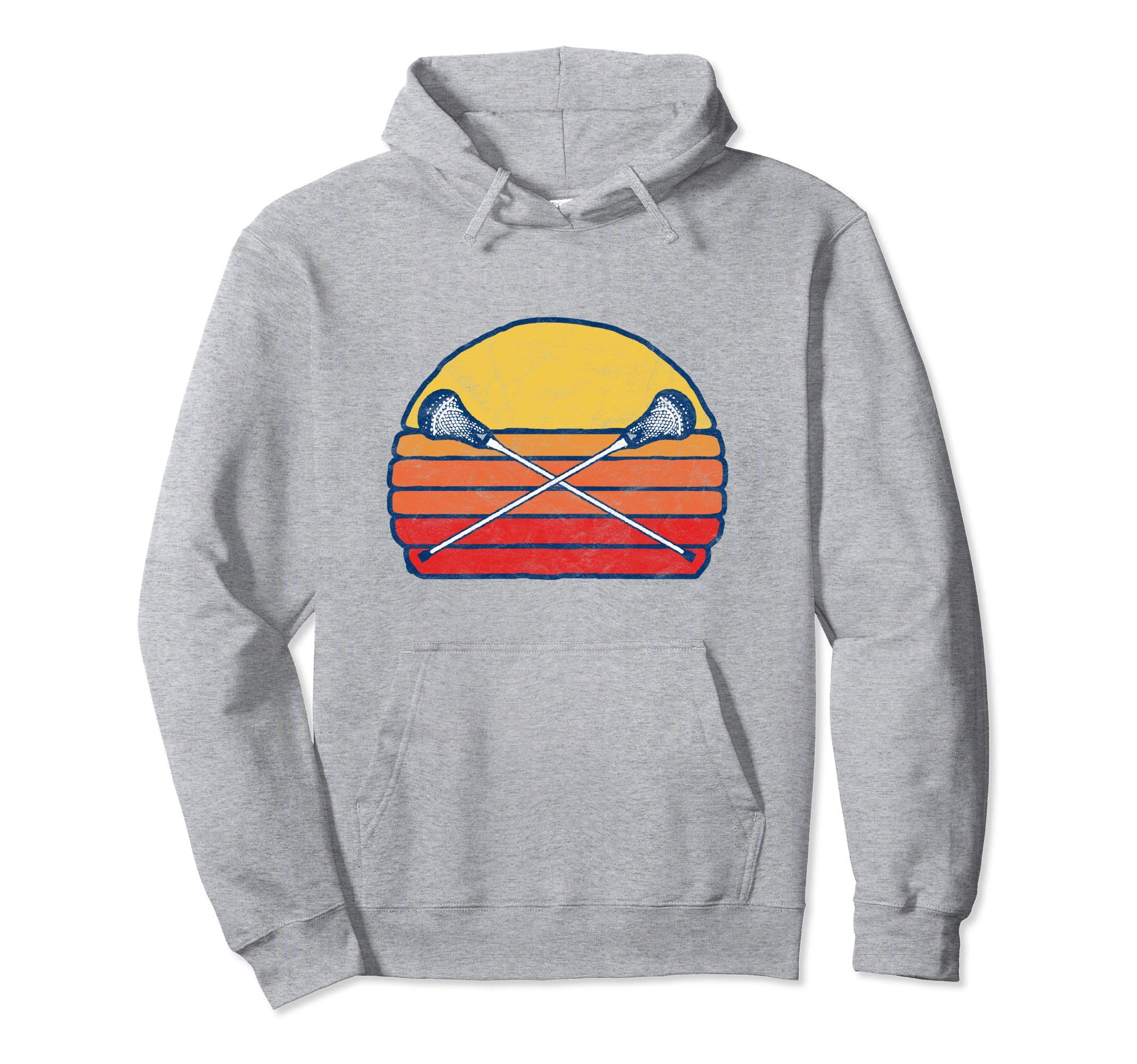 X Crossed Lacrosse Sticks 80S Hoodie - Fun Novelty Design for Adults - T-Shirt, Sweatshirt, Hoodie