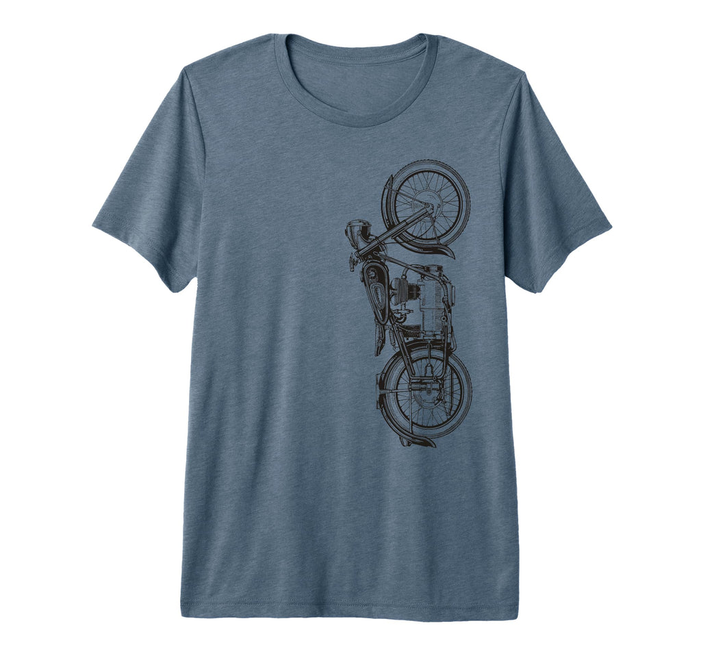 Motorcycle Biker Tri Blend T-Shirt - Minimalist Print Men Women - T-Shirt, Sweatshirt, Hoodie