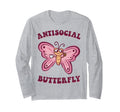 Groovy Anti Social Butterfly Ironic T-Shirt - Minimalist Print Men Women - T-Shirt, Sweatshirt, Hoodie
