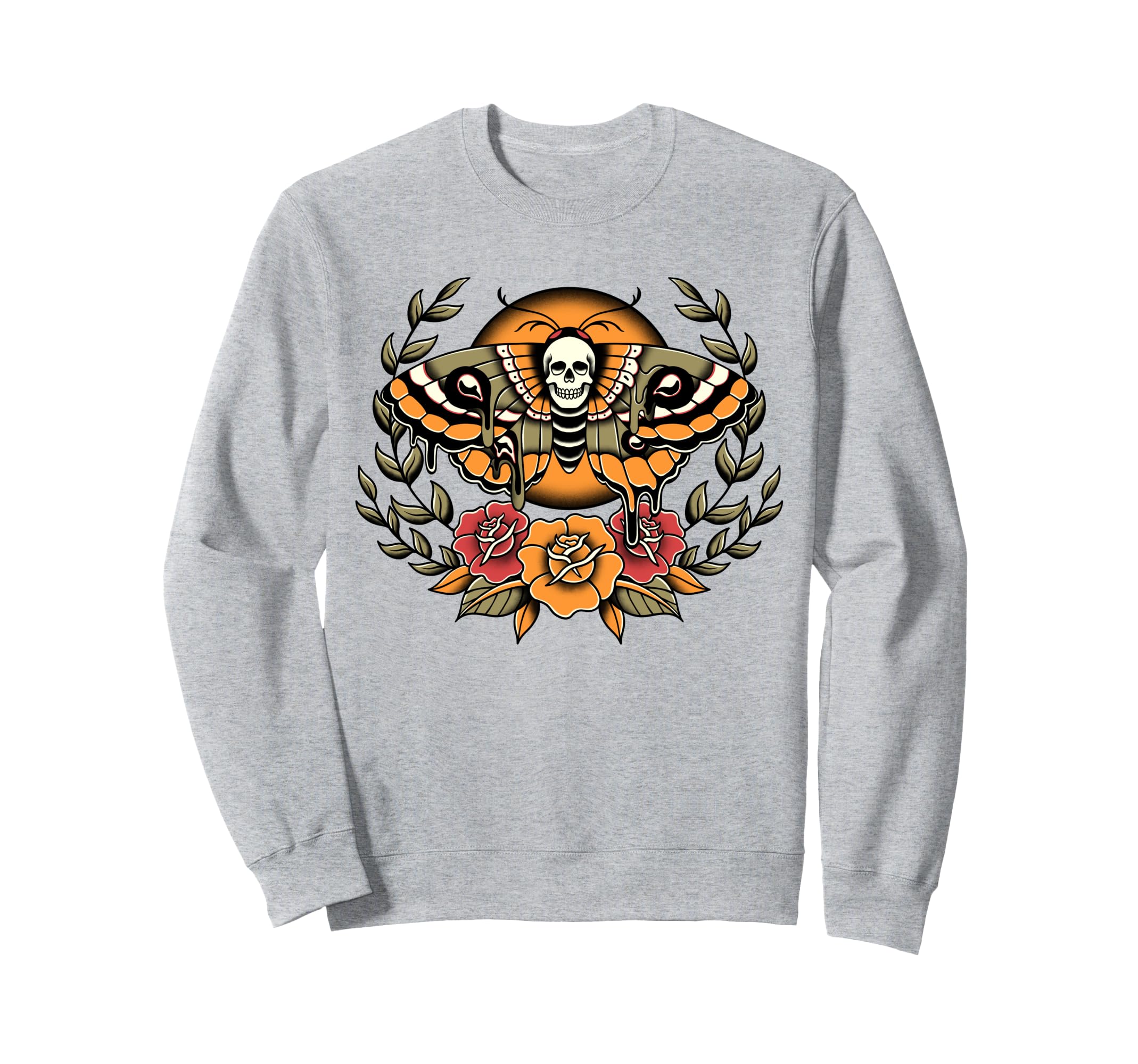Skull Moth Edgy Old School Sweatshirt - Fun Novelty Design Men Women - T-Shirt, Sweatshirt, Hoodie