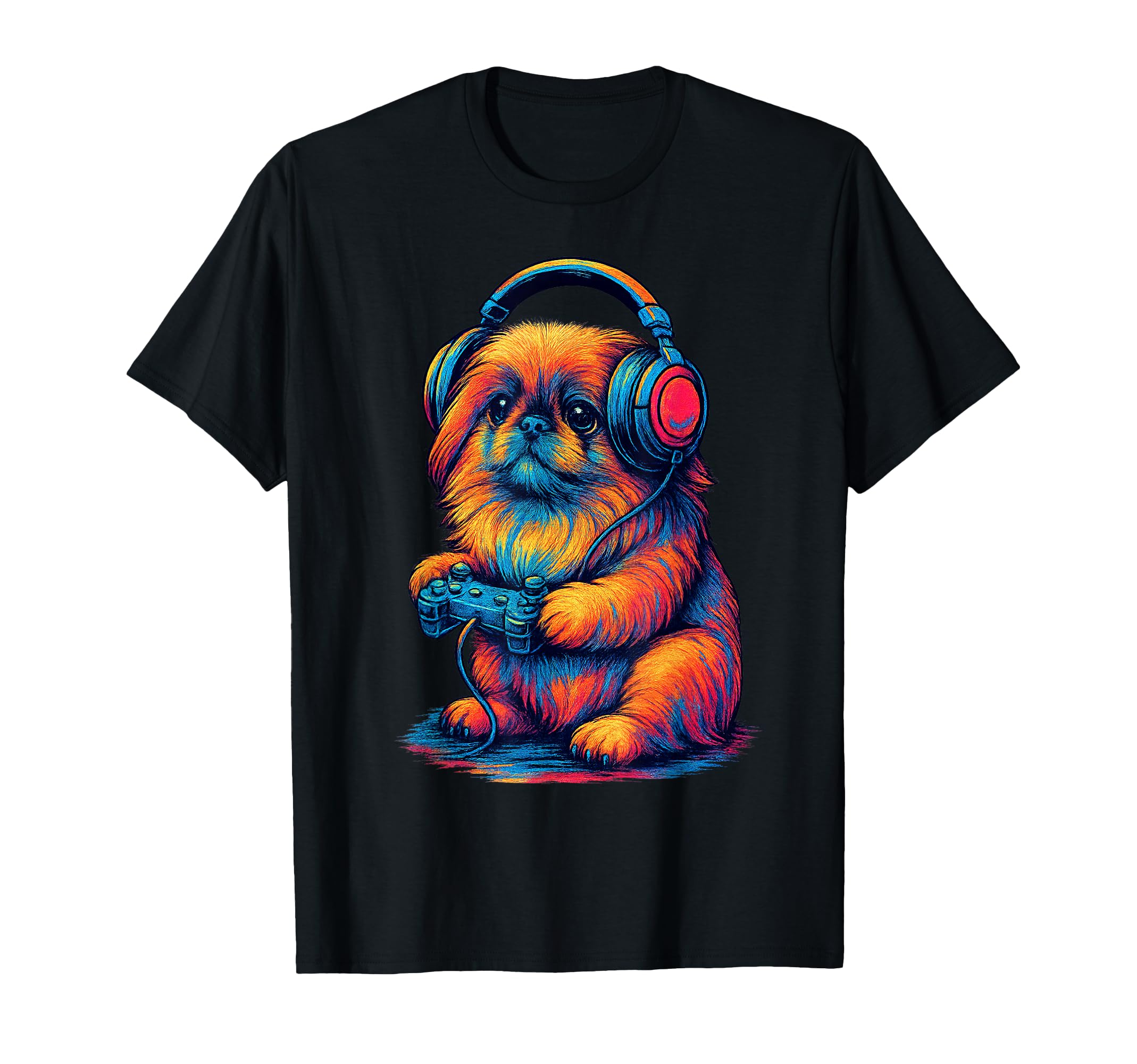 Pekingese Gamer Gaming Dog Lover T-Shirt - Graphic Print Unisex - T-Shirt, Sweatshirt, Hoodie