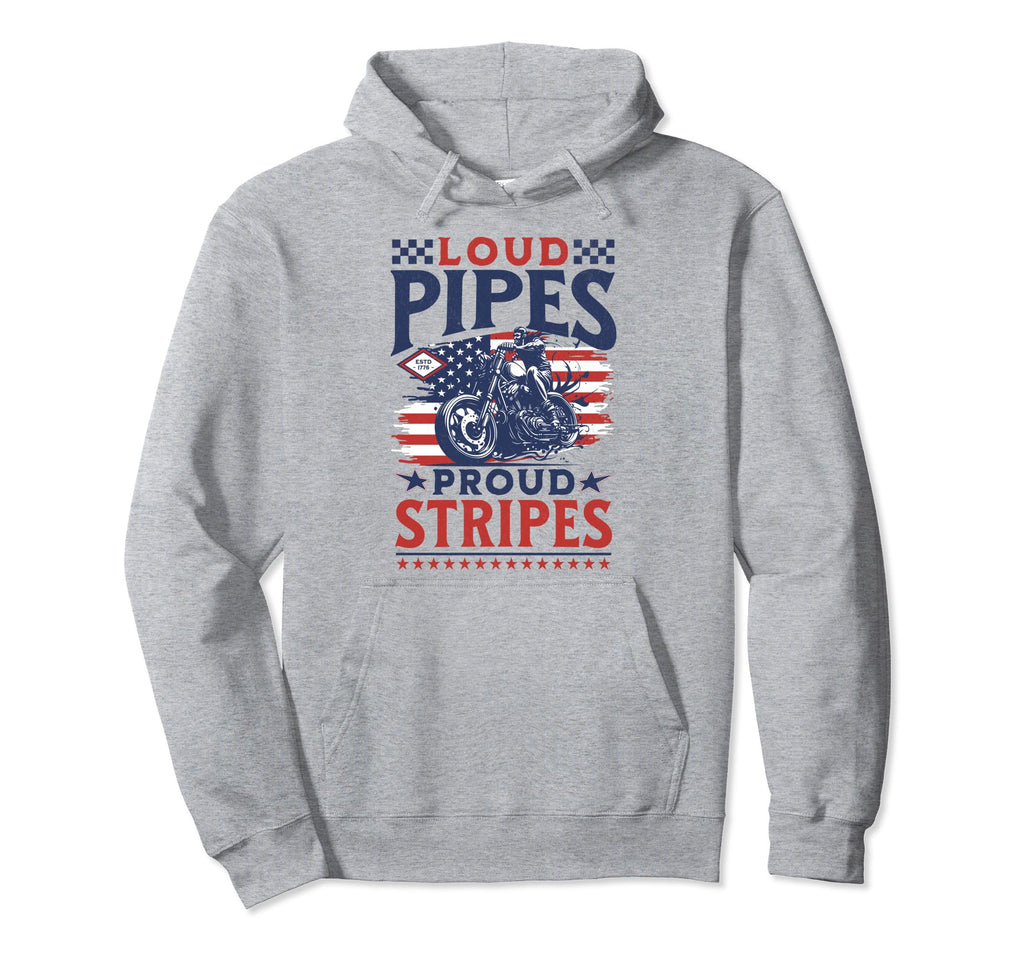 Patriotic Old Biker Motorcycle Hoodie - Fun Novelty Design for Adults - T-Shirt, Sweatshirt, Hoodie