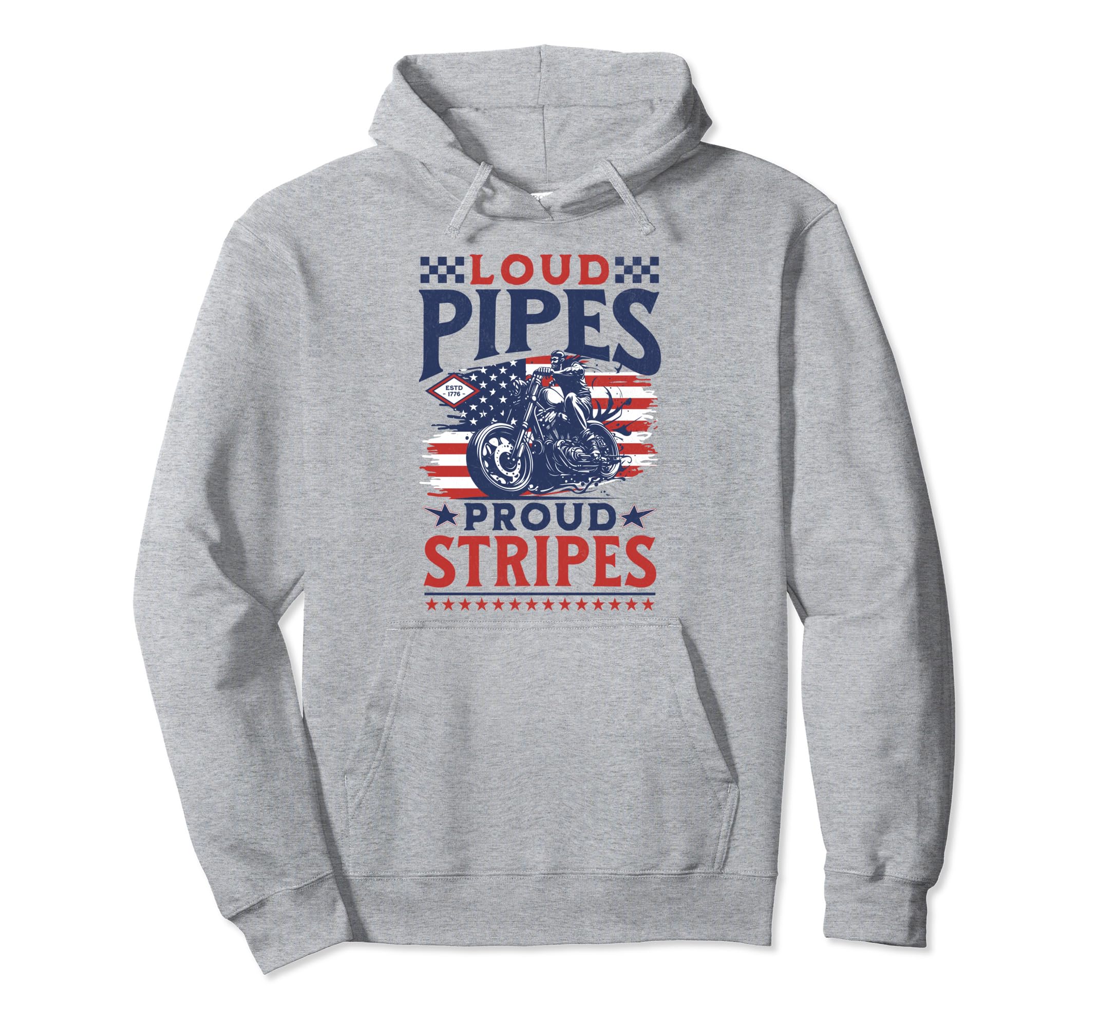 Patriotic Old Biker Motorcycle Hoodie - Fun Novelty Design for Adults - T-Shirt, Sweatshirt, Hoodie