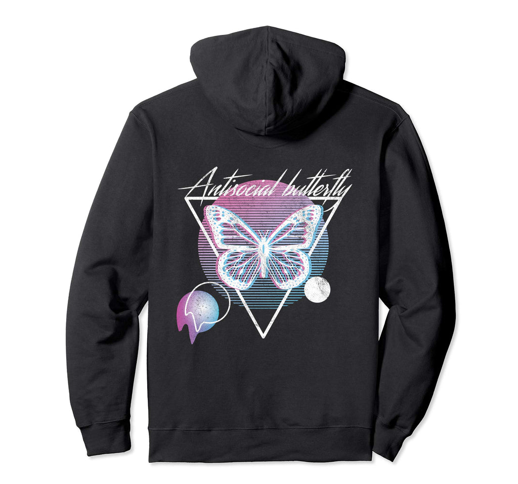 Antisocial Butterfly Vaporwave Hoodie - Fun Novelty Design Unisex - T-Shirt, Sweatshirt, Hoodie