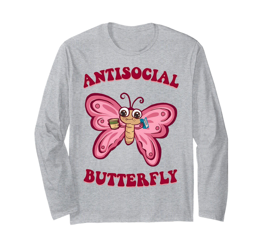 Groovy Anti Social Butterfly Ironic T-Shirt - Trendy Graphic for Adults - T-Shirt, Sweatshirt, Hoodie
