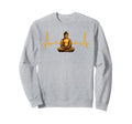 Mindfulness Buddha Heartbeat Sweatshirt - Fun Novelty Design Men Women - T-Shirt, Sweatshirt, Hoodie