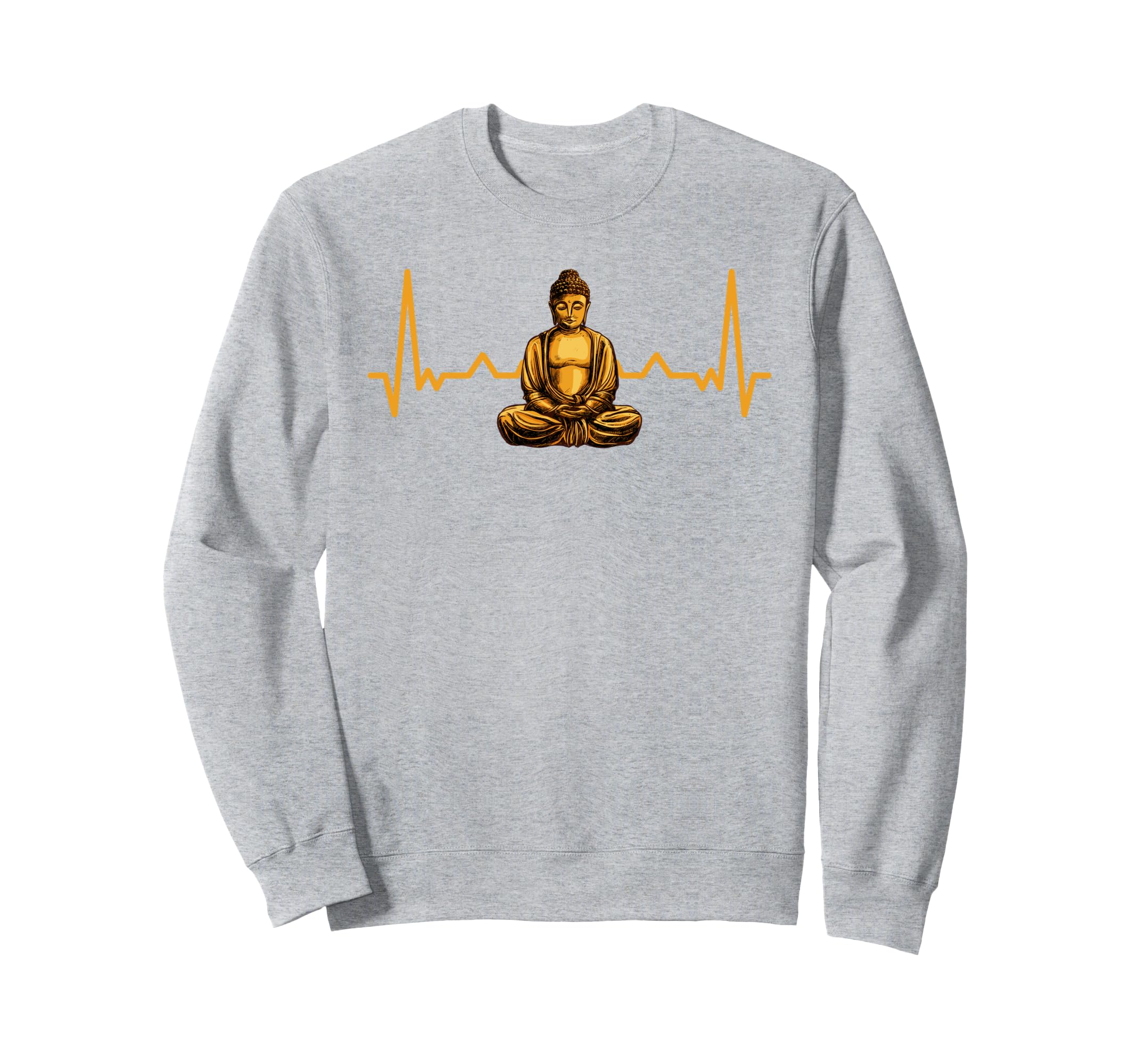 Mindfulness Buddha Heartbeat Sweatshirt - Fun Novelty Design Men Women - T-Shirt, Sweatshirt, Hoodie