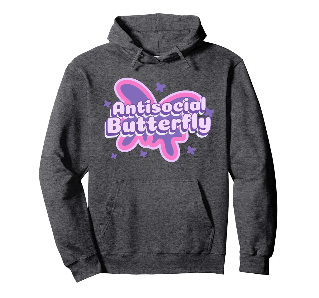 Antisocial Butterfly Funny Social Hoodie - Aesthetic Graphic Unisex - T-Shirt, Sweatshirt, Hoodie
