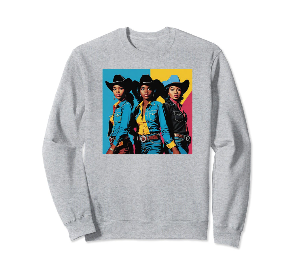 Black Cowgirl Western Texas Sweatshirt - Streetwear Style Unisex - T-Shirt, Sweatshirt, Hoodie