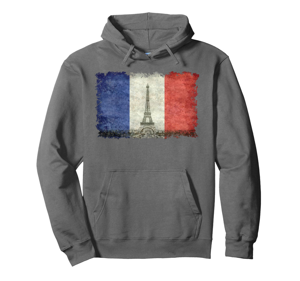 French Flag Postcard Eiffel Tower Hoodie - Fun Novelty Design Unisex - T-Shirt, Sweatshirt, Hoodie