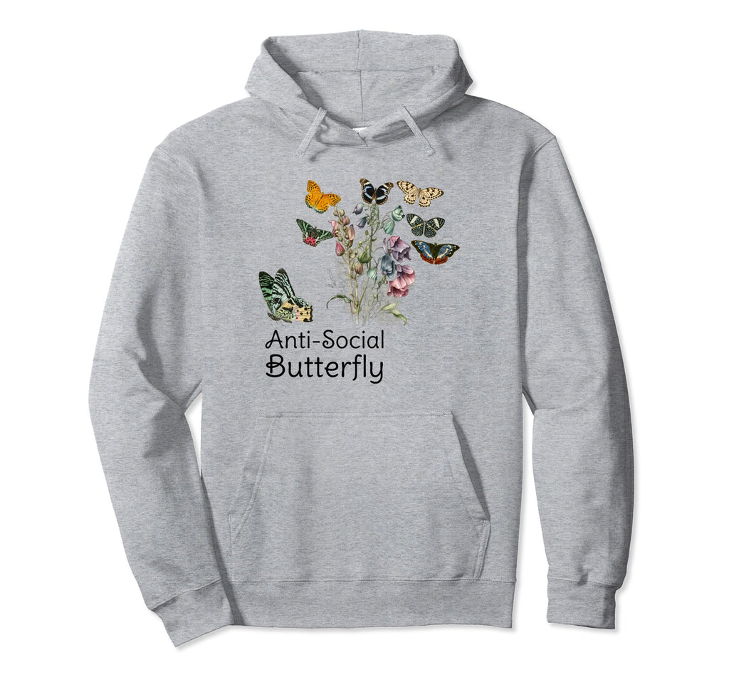Anti Social Butterfly Unique Introvert Hoodie - Unique Graphic Unisex - T-Shirt, Sweatshirt, Hoodie