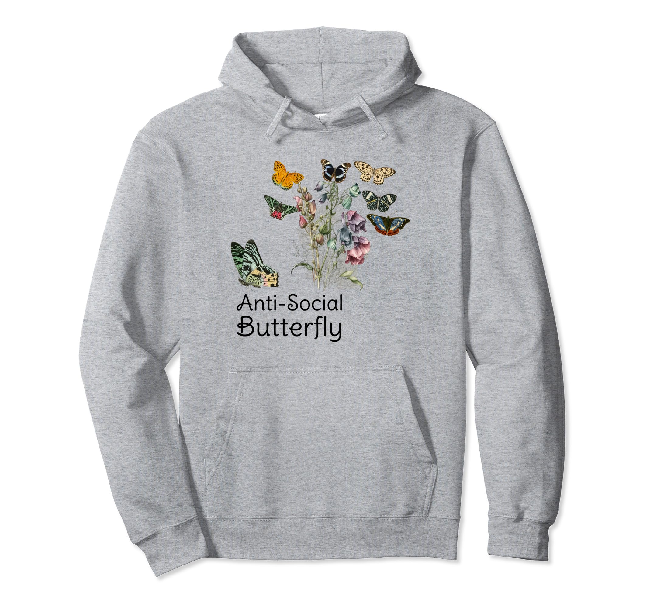 Anti Social Butterfly Unique Introvert Hoodie - Unique Graphic Unisex - T-Shirt, Sweatshirt, Hoodie