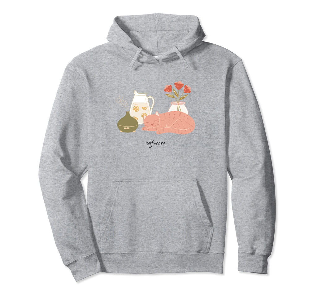 Self Care Spa Day Cat Hoodie - Trendy Graphic Men Women - T-Shirt, Sweatshirt, Hoodie