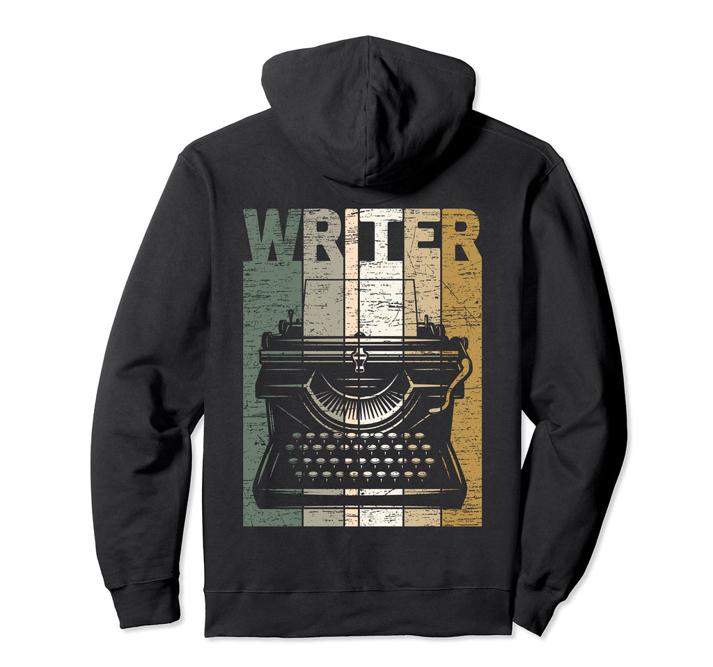 Distressed Writer Writing Machine Hoodie - Graphic Print Men Women - T-Shirt, Sweatshirt, Hoodie