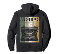 Distressed Writer Writing Machine Hoodie - Graphic Print Men Women - T-Shirt, Sweatshirt, Hoodie
