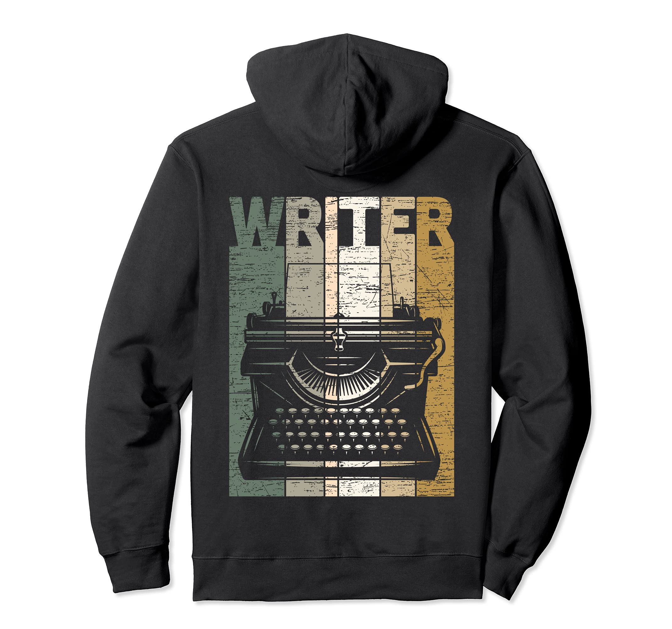 Distressed Writer Writing Machine Hoodie - Graphic Print Men Women - T-Shirt, Sweatshirt, Hoodie