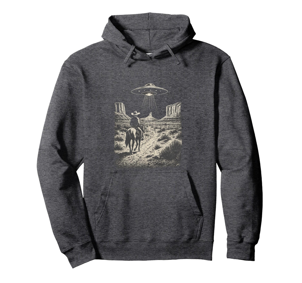 Cowboy Ufo Alien Encounter Horse Western Hoodie - Graphic Print Men Women - T-Shirt, Sweatshirt, Hoodie