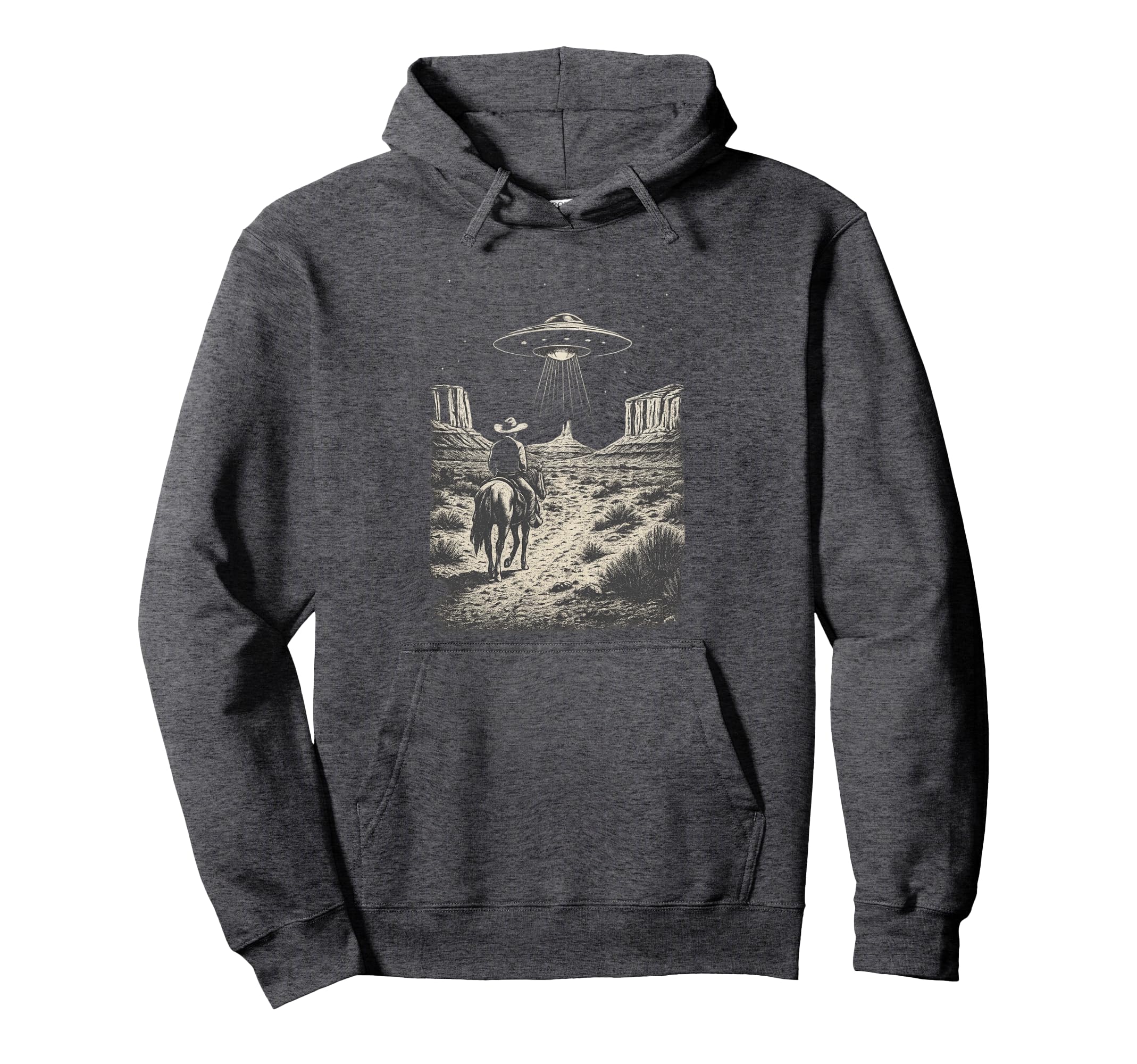 Cowboy Ufo Alien Encounter Horse Western Hoodie - Graphic Print for Adults - T-Shirt, Sweatshirt, Hoodie