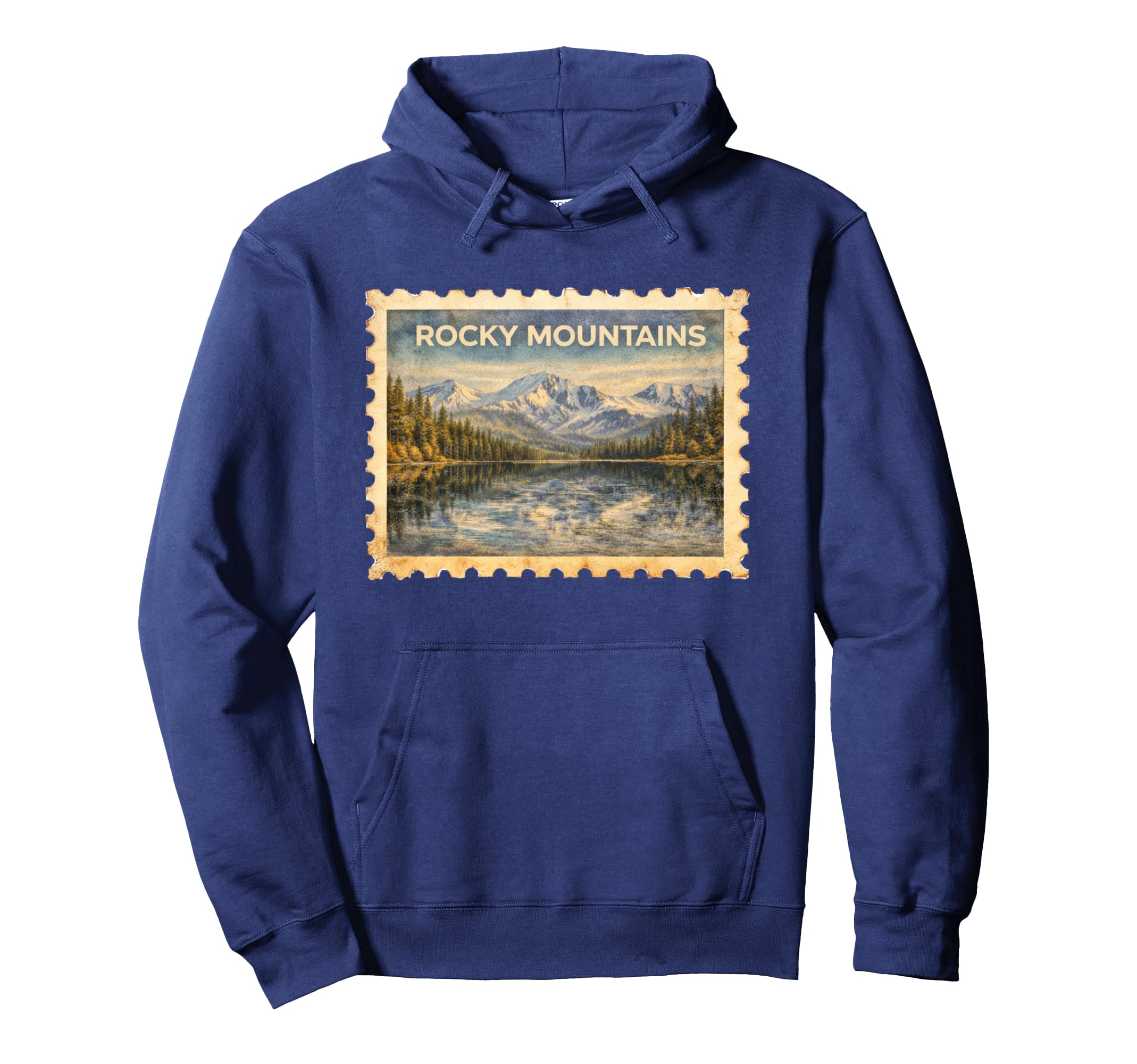Rocky Mountains Travel Stamp Art Hoodie - Streetwear Style Unisex - T-Shirt, Sweatshirt, Hoodie