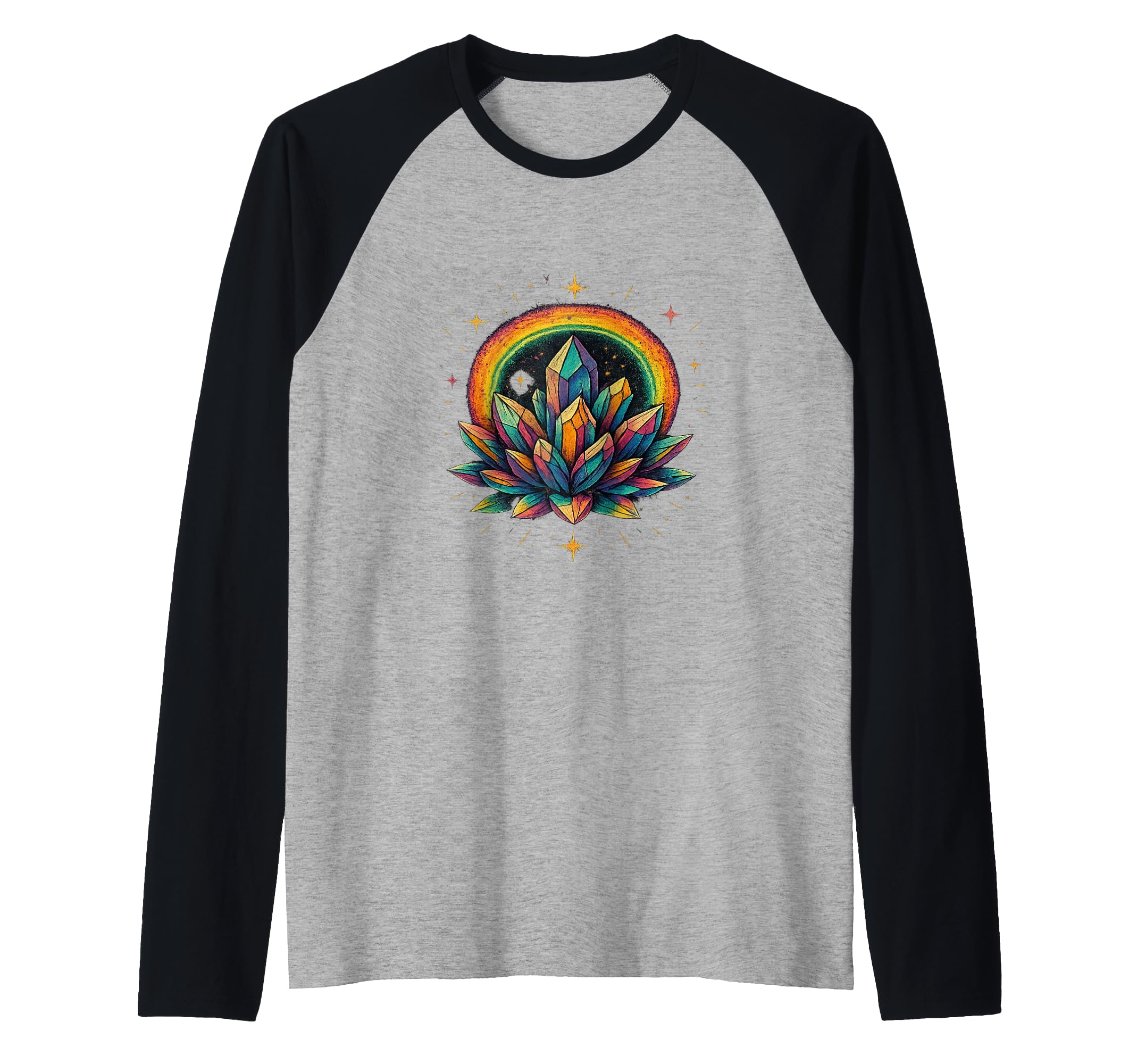 Rainbow Crystal Cluster Spiritual Energy T-Shirt - Graphic Print Unisex - T-Shirt, Sweatshirt, Hoodie
