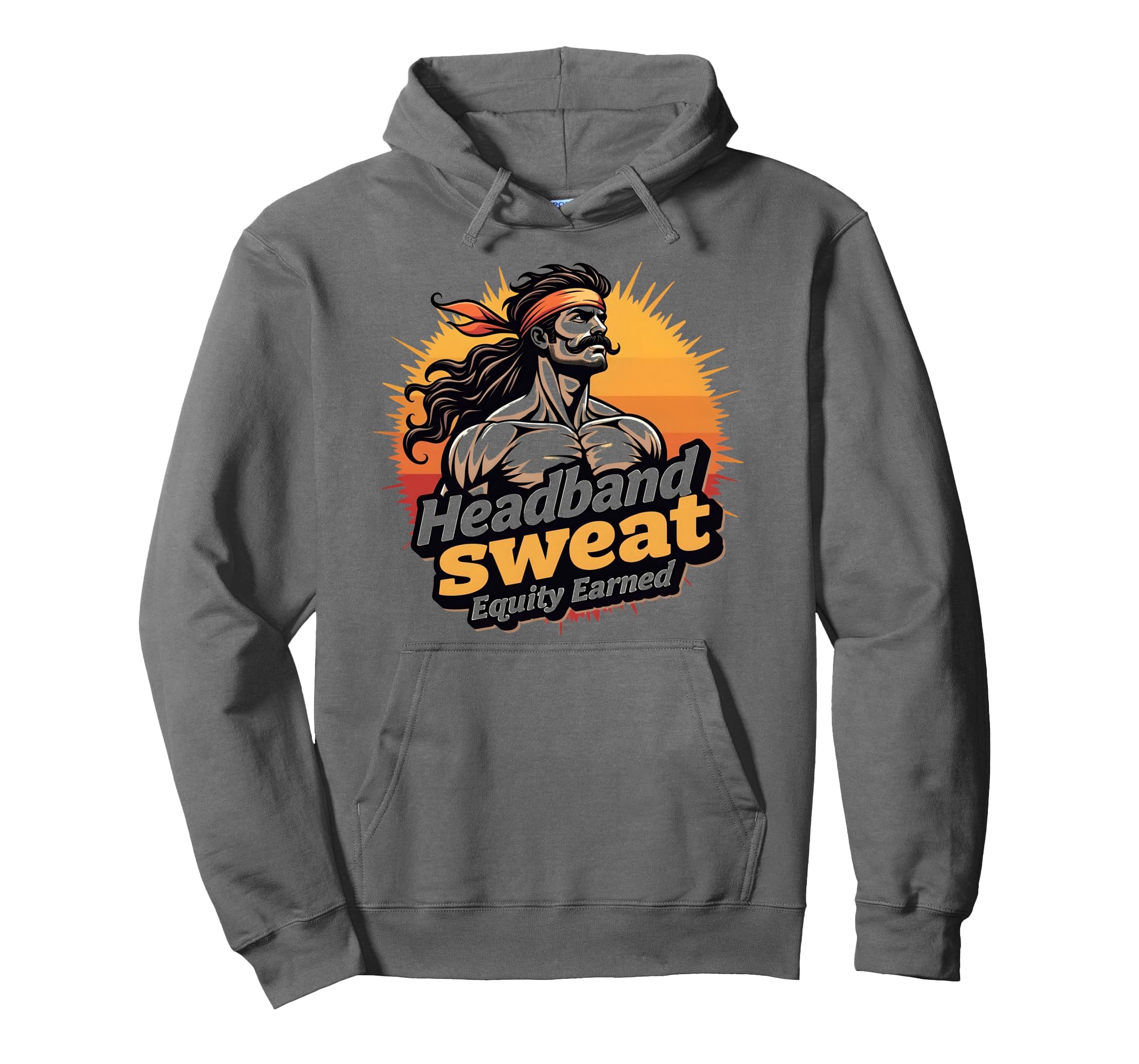 Headband Sweat Equity Earned 70S Hoodie - Minimalist Print for Adults - T-Shirt, Sweatshirt, Hoodie