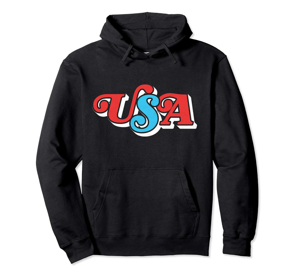 Usa Typography Patriotic 4Th July Hoodie - Casual Everyday Wear Men Women - T-Shirt, Sweatshirt, Hoodie