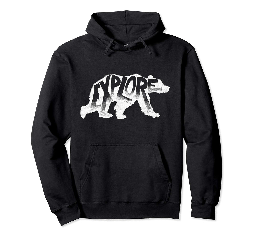 Explore Polar Bear Typography Outdoor Hoodie - Trendy Graphic Unisex - T-Shirt, Sweatshirt, Hoodie