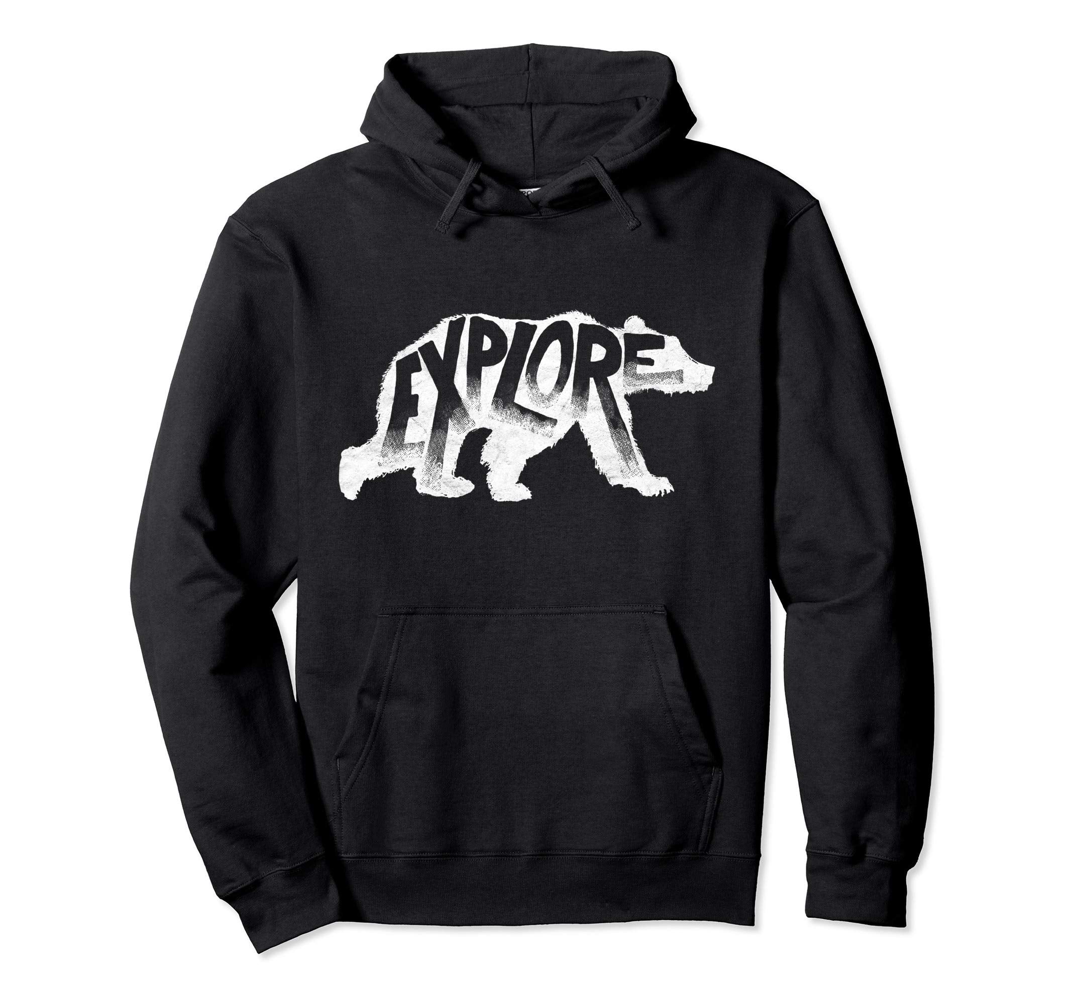 Explore Polar Bear Typography Outdoor Hoodie - Trendy Graphic Unisex - T-Shirt, Sweatshirt, Hoodie