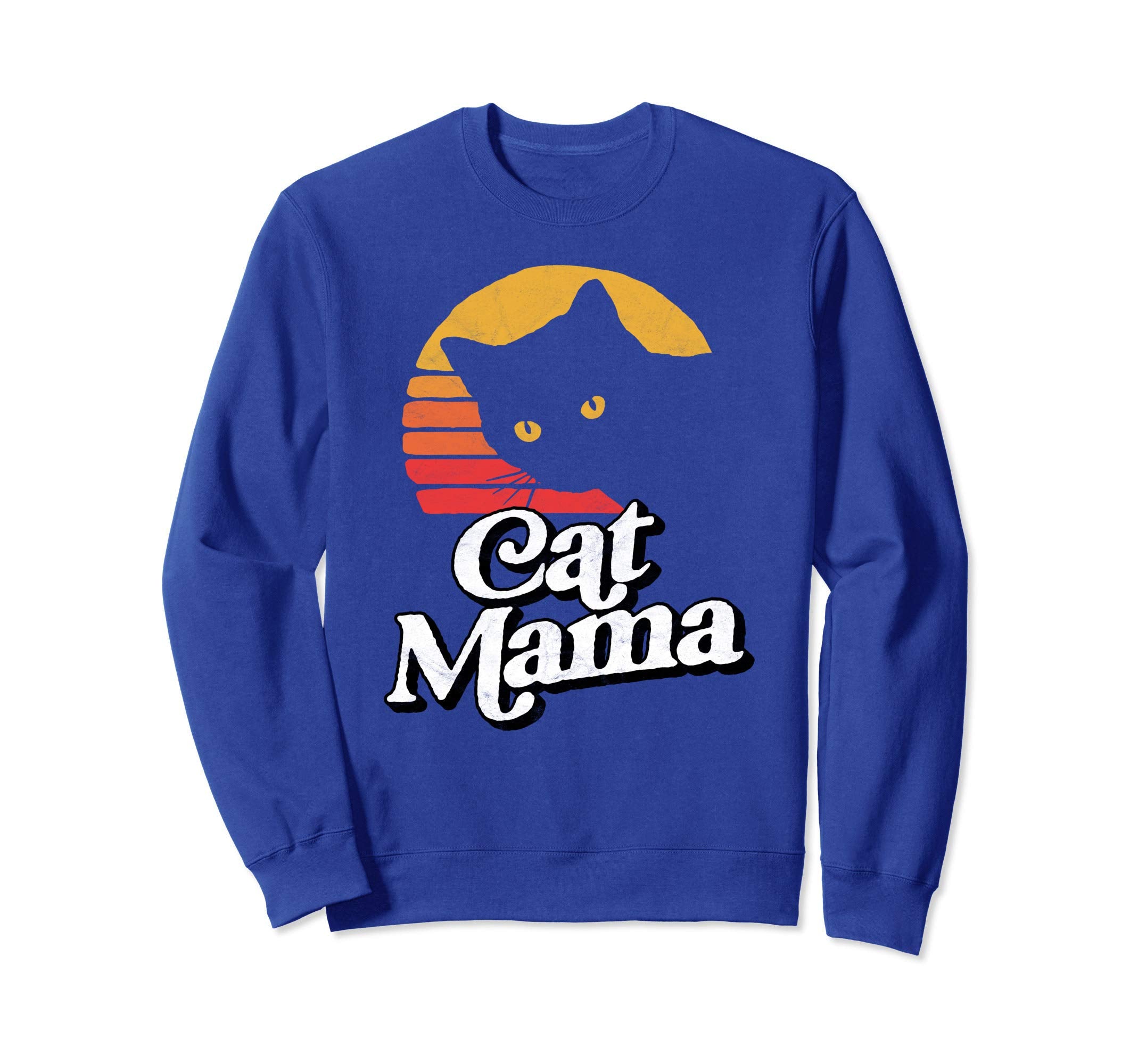 Cat Mama Eighties Cat Distressed Sweatshirt - Unique Graphic for Adults - T-Shirt, Sweatshirt, Hoodie