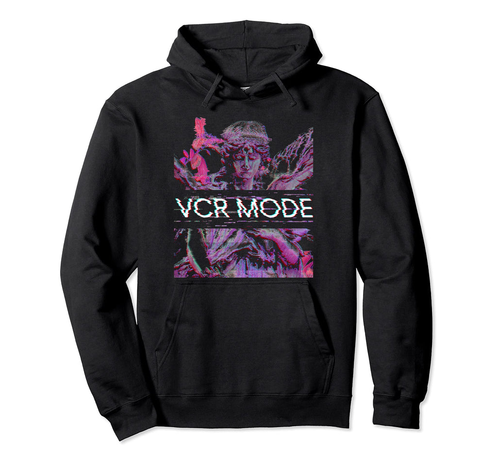 Vaporwave Synthwave Angel Vcr Mode Hoodie - Casual Everyday Wear Men Women - T-Shirt, Sweatshirt, Hoodie
