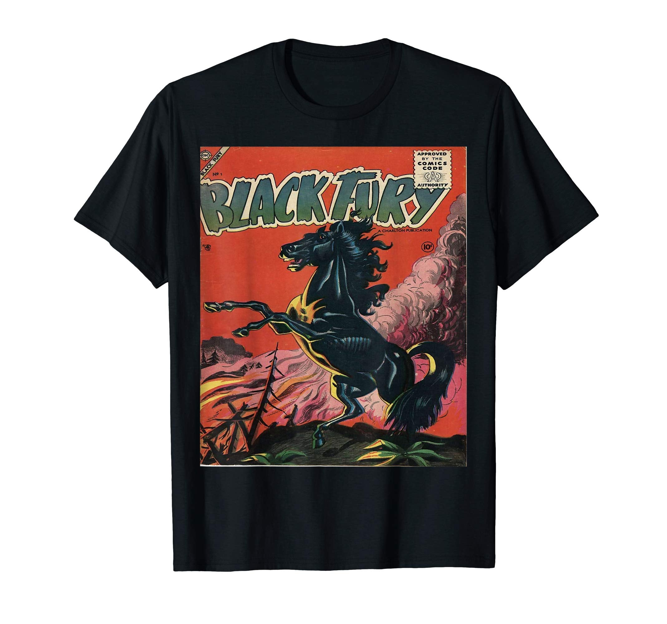 Black Fury Horse Western Cowboy T-Shirt - Unique Graphic for Adults - T-Shirt, Sweatshirt, Hoodie