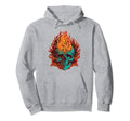 Fiery Flaming Skull Awesome Motorcycle Hoodie - Trendy Graphic for Adults - T-Shirt, Sweatshirt, Hoodie