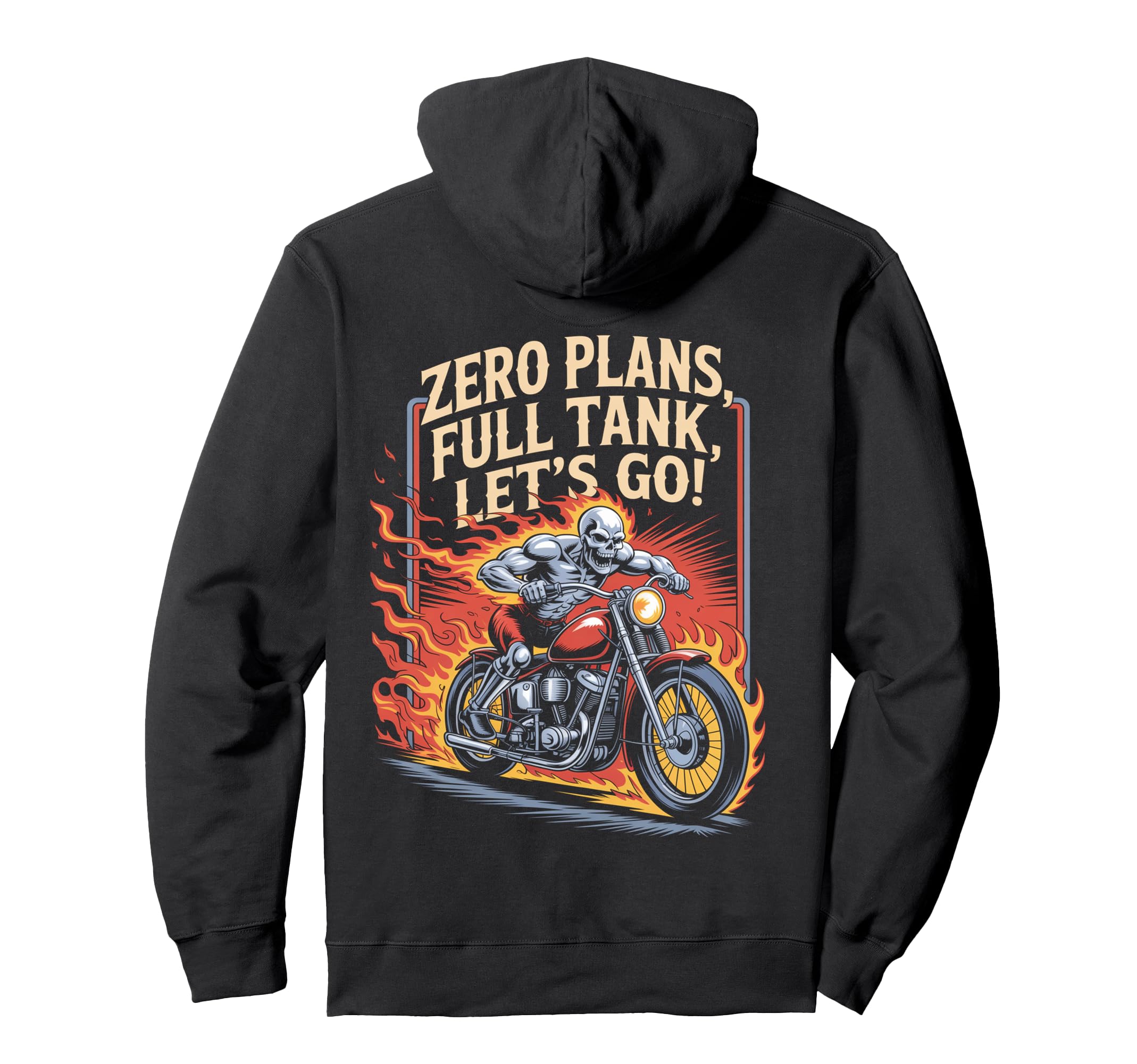 Funny Motorcycle Riding Skeleton Hoodie - Streetwear Style for Adults - T-Shirt, Sweatshirt, Hoodie