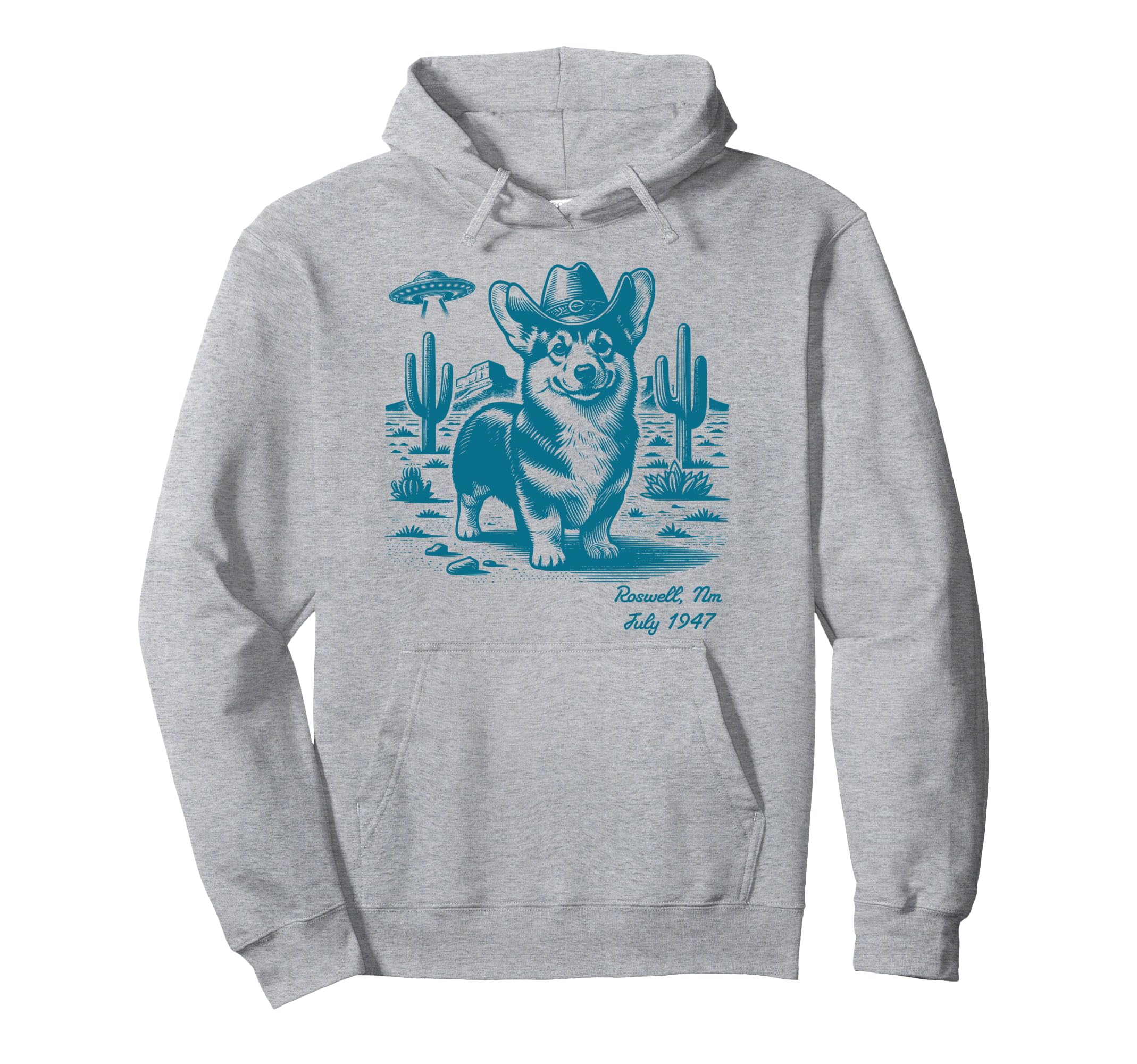 Corgi Cowboy Cowgirl Ufo Western Hoodie - Novelty Apparel for Adults - T-Shirt, Sweatshirt, Hoodie