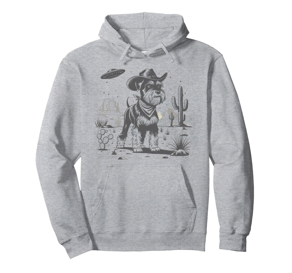 Schnauzer Schnauzer Ufo Western Hoodie - Novelty Apparel for Adults - T-Shirt, Sweatshirt, Hoodie