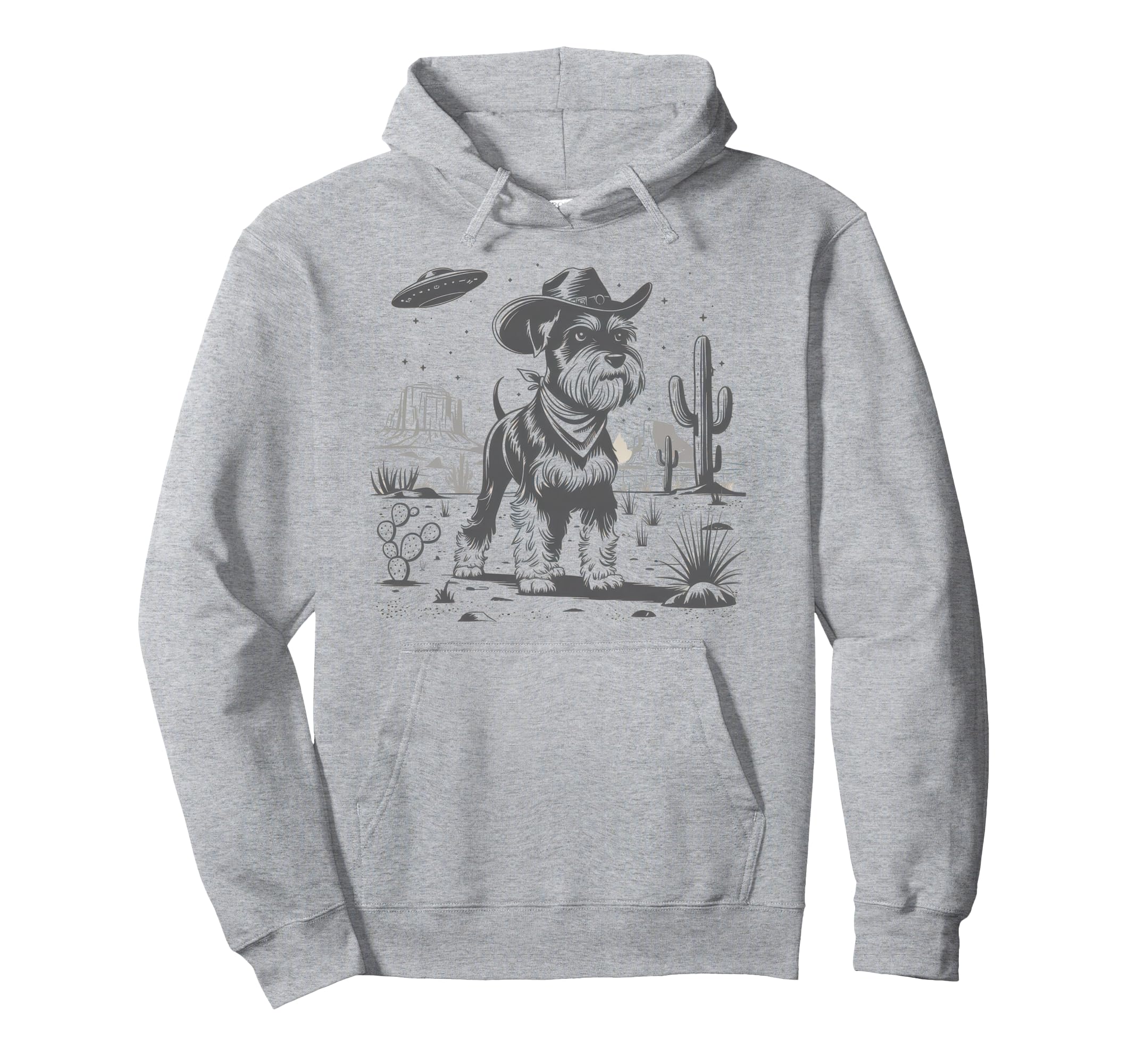 Schnauzer Schnauzer Ufo Western Hoodie - Novelty Apparel for Adults - T-Shirt, Sweatshirt, Hoodie