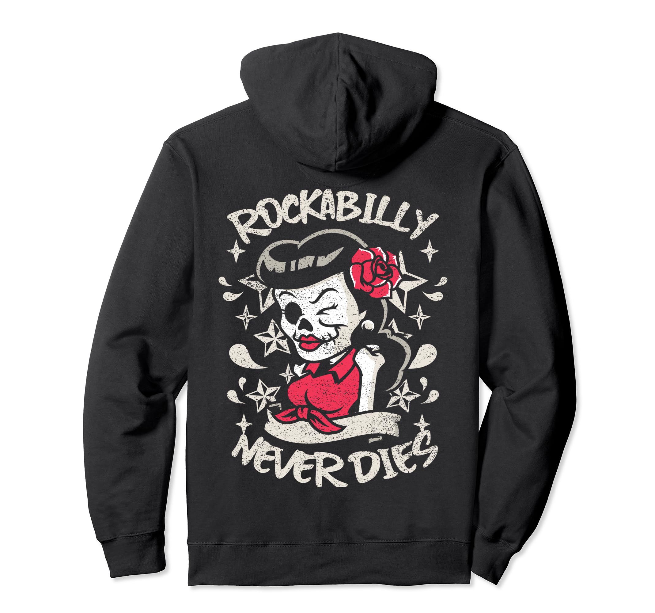 Rockabilly Never Dies Pinup Edgy Indie Hoodie - Custom Art Print Men Women - T-Shirt, Sweatshirt, Hoodie